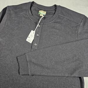 Marine Layer Pacifica Stretch Henley Shirt Mens Large Gray Casual Midweight